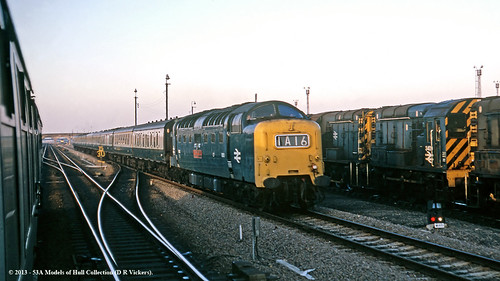 train diesel railway peterborough britishrail passengertrain deltic 9010 class55 class08 dieselshunter thekingsownscottishborderer