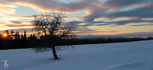 winter sunset snow clouds maine katahdin