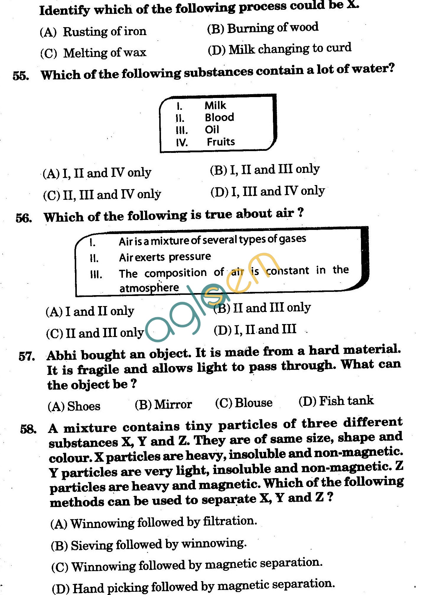 NSTSE 2010: Class VI Question Paper with Answers - Chemistry