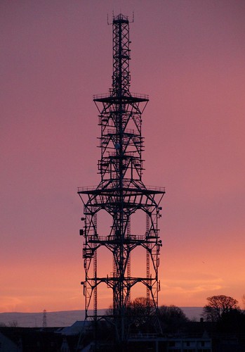 sky tower silhouette sunrise pylon cumbria mast carlisle harraby