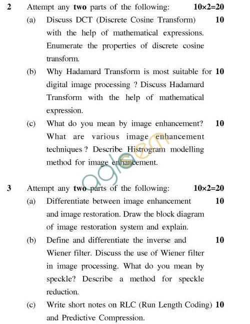 UPTU B.Tech Question Papers - EC-026-Image Processing