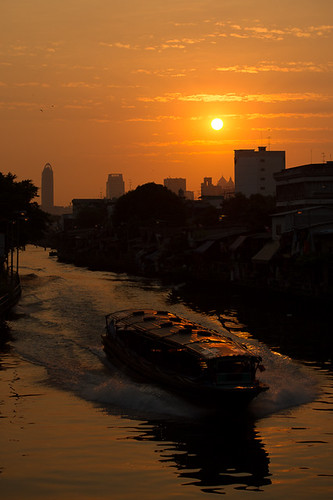 sun reflection building water architecture sunrise dawn boat canal bangkok culture totallythailand