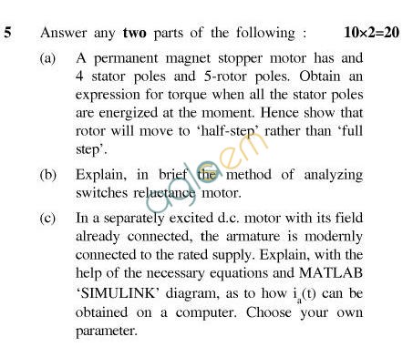 UPTU B.Tech Question Papers - EE-034-Modeling & Simulation of Electrical Machines