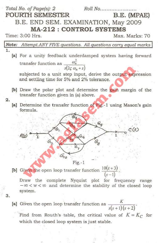NSIT: Question Papers 2009 – 4 Semester - End Sem - MA-212