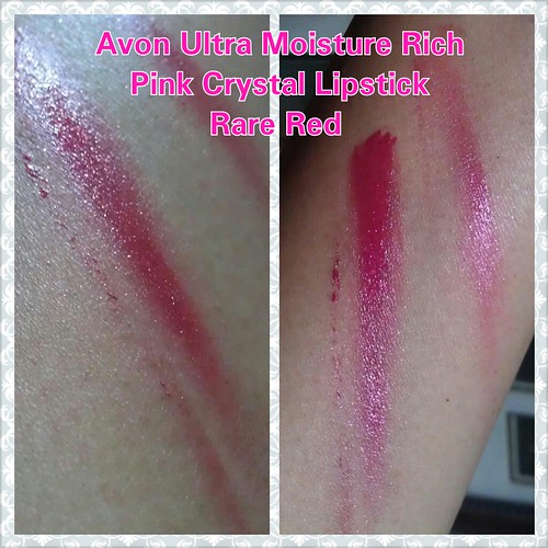 Avon Ultra Moisture Rich Pink Crystal Lipstick Rare Red swatches