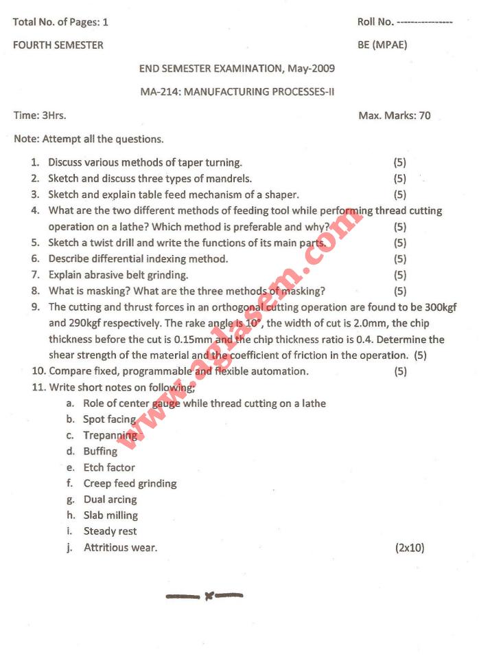 NSIT: Question Papers 2009  4 Semester - End Sem - MA-214