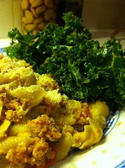 Pasta Bolognese and Kale salad