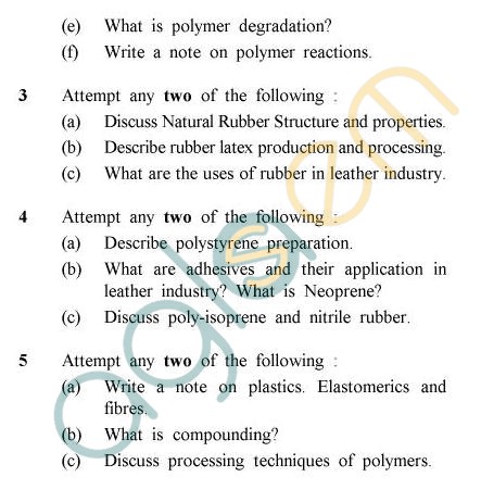 UPTU B.Tech Question Papers - LT-022 - Polymer Technology
