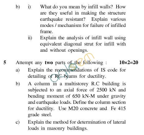 UPTU B.Tech Question Papers - TCE-605-Earthquake Resistant Design of Building
