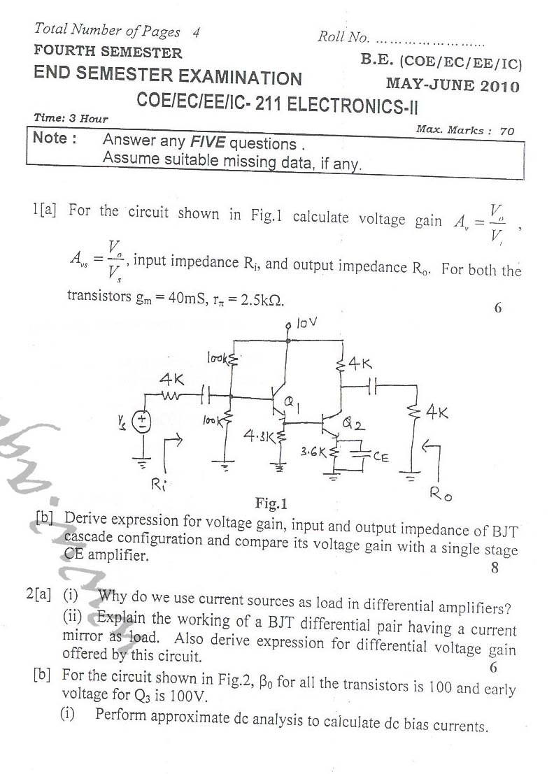 NSIT: Question Papers 2010 – 4 Semester - End Sem - COE-EC-EE-ICE-211