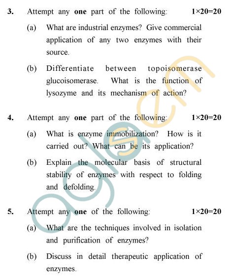 UPTU B.Tech Question Papers - TBT-402 - Enzymologist