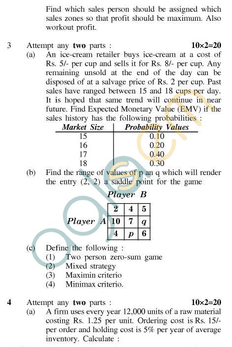 UPTU B.Tech Question Papers - TME-601 - Operations Research