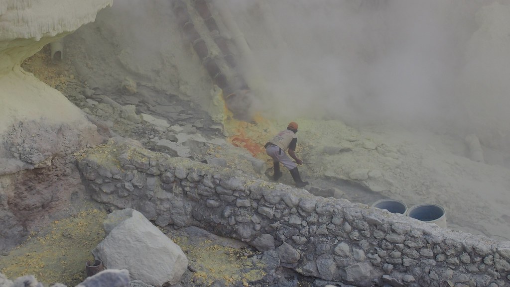 Sulfur mine of Ijen, Java