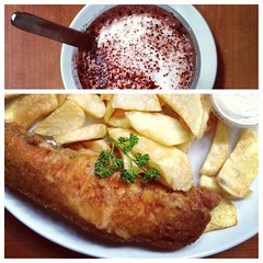 Escaped the biting winds with hot chocolate and fish and chips at Rock and Sole Plaice.