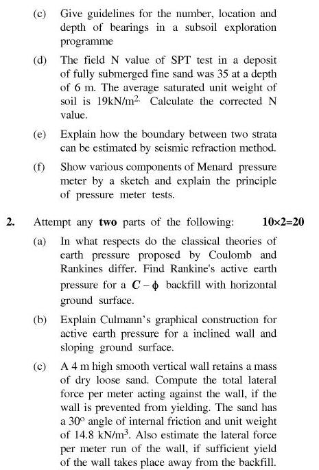 UPTU B.Tech Question Papers - TCE-603-Geotechnical Engineering  II