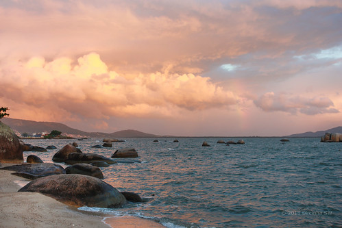 sunset pordosol sea brazil praia beach brasil clouds canon mar rocks florianópolis nuvens pedras itaguaçu dircinha gtyok