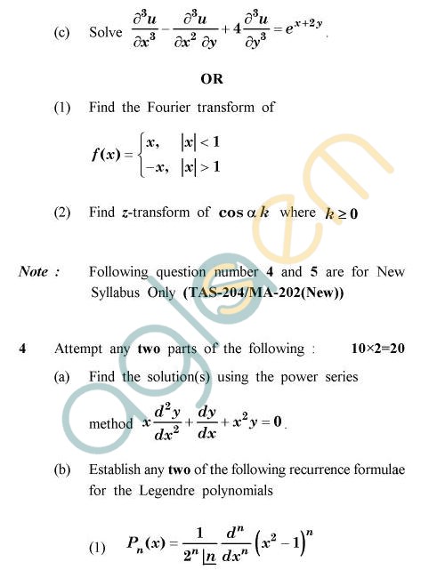 UPTU B.Tech Question Papers - TAS-204/MA-202(N)/MA-202(O) - Mathematics-II