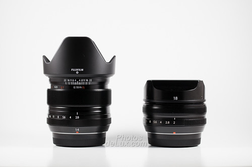 Fujinon XF 14mm f2.8 vs. XF 18mm f2 with lens hoods