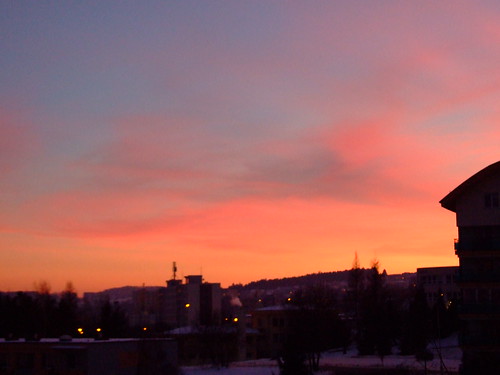 winter sunset europe slovakia banska bystrica