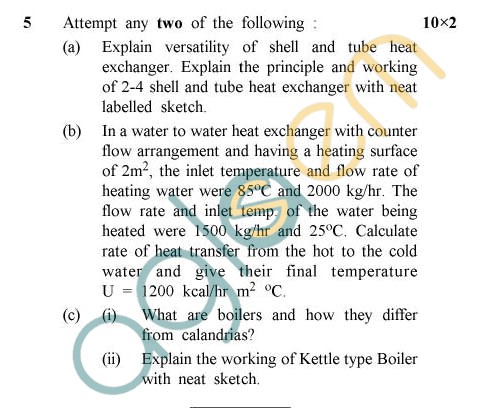 AKTU B.Tech Question Paper - TCH-401 - Heat Transfer Operations