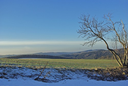 winter sky snow tree germany landscape pentax saxony hills nassau oremountains k200d