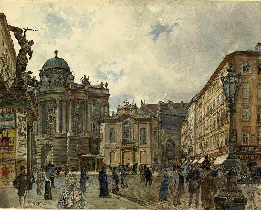 Vienna, St. Michael the Hofburg and old Burgtheater by Rudolf von Alt, 1888