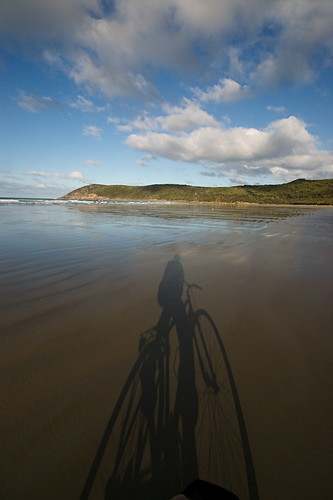 shadow cloud reflection beach bicycle sunrise ride wilsonspromontory