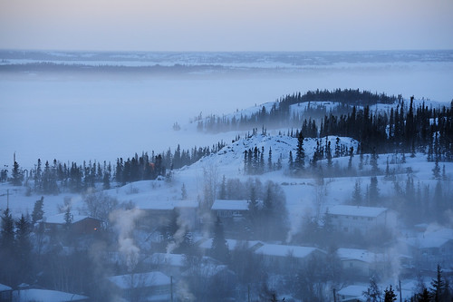 morning trees houses sky snow ice fog town nikon nwt yellowknife 70300vr d700