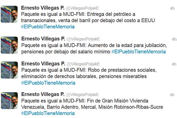 Twitter Ministro Villegas