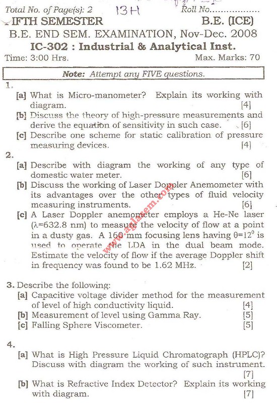 NSIT Question Papers 2008 – 5 Semester - End Sem - IC-302