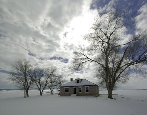 house snow abandoned rural landscape utah backlit altocumulus