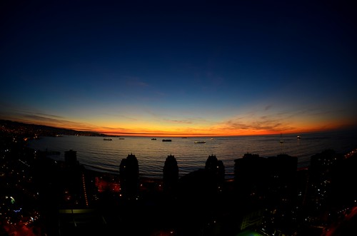 city sunset sea orange silhouette dark shadows horizon viñadelmar