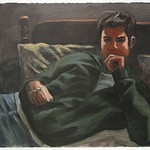 John reclining 1; acrylic on paper, 22 x 30 in, 2008