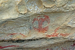 ancient rock drawings, Takiroa Rock Art Site, Waitaki District, Canterbury, New Zealand 1
