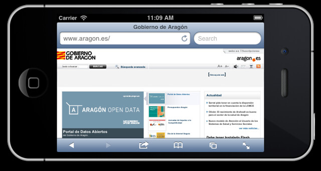 Captura de pantalla de la web del Gobierno de Aragón