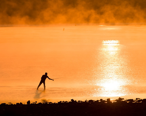 silhouette river monongahela monriver fishing fisherman sunrise fog goldenlight pittsburgh pennsylvania