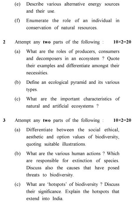 UPTU B.Pharm Question Papers TES-201 - Special Carryover Examination, 2006-2007 Environmental Studies