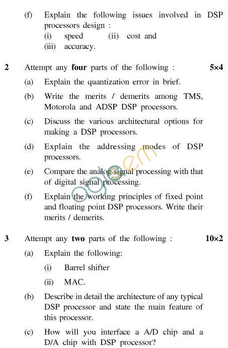 UPTU B.Tech Question Papers - EC-034-Architecture & Applications of Digital Signal Processors