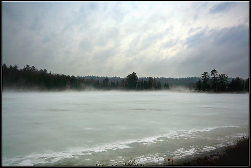 lake fog frozen spring hdr