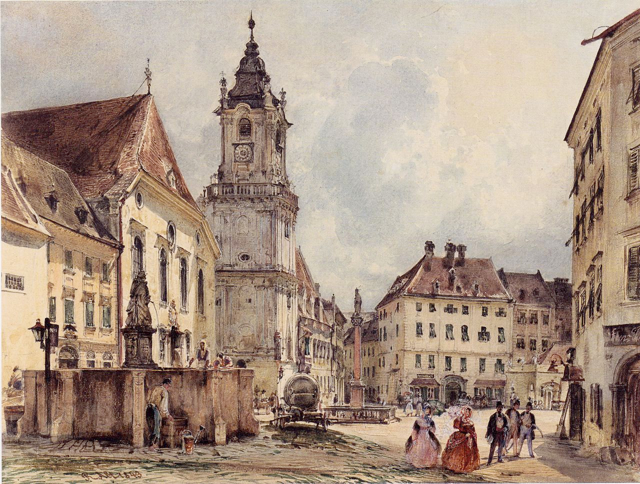 The Main Square in Bratislava by Rudolf von Alt, 1843