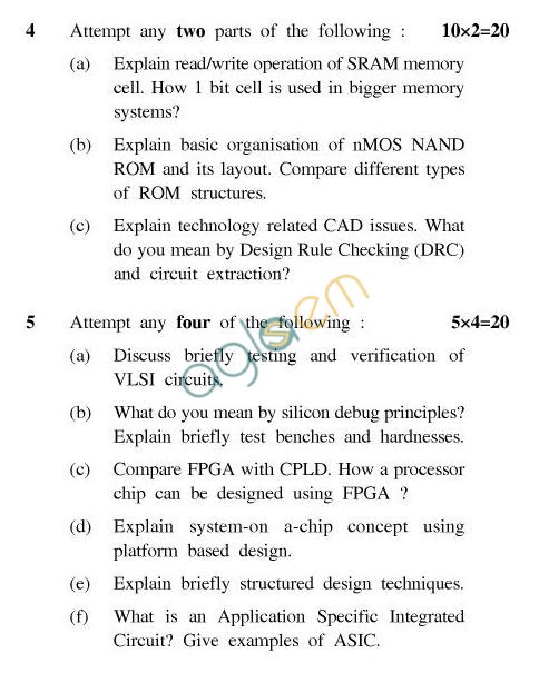AKTU B.Tech Question Paper - TEC-603-VLSI-Technology & Design