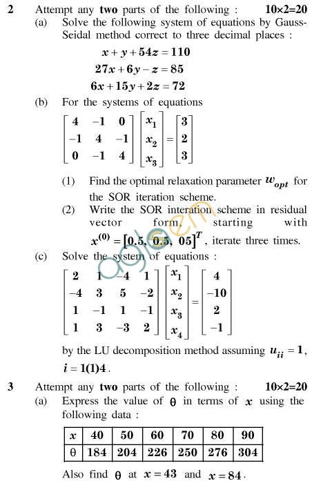 UPTU B.Tech Question Papers - TAS-401/TMA-401-Computer Based Numerical Methods