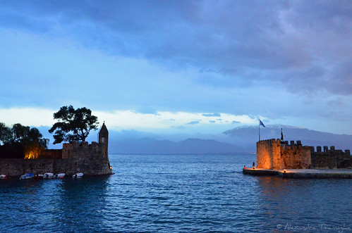 blue winter sunset sea night clouds port boat dream dreaming greece dreamer lamer twillight nafpaktos