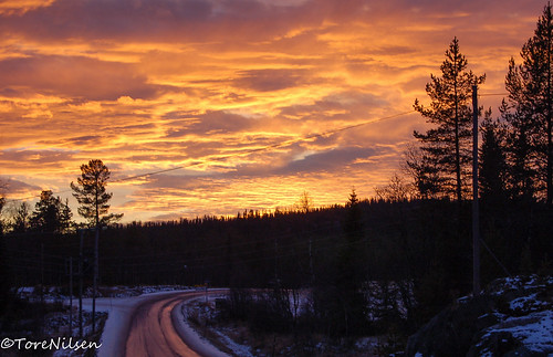 winter sunset norway telemark