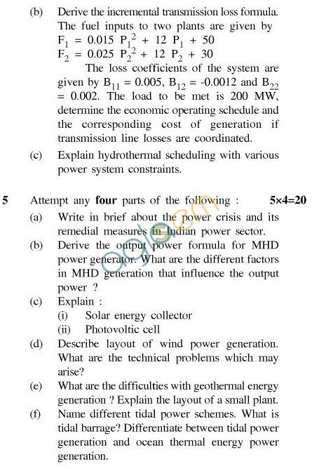 UPTU B.Tech Question Papers - TEE-604-Power Station Practice