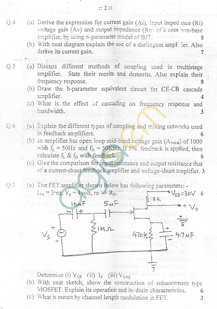 GGSIPU Question Papers Third Semester – End Term 2005 – ETEC-203