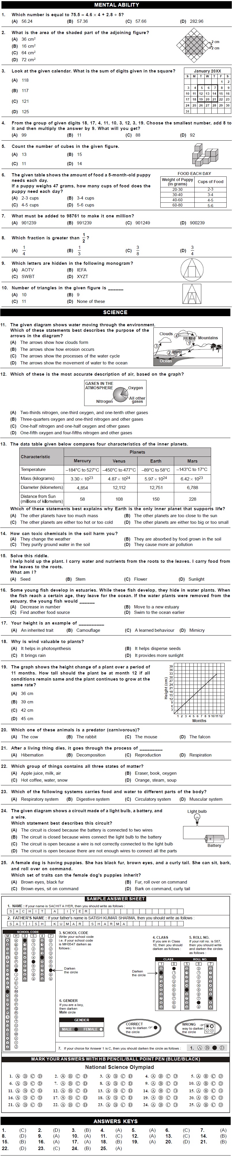 NSO 2nd Level Sample Papers for Class 5