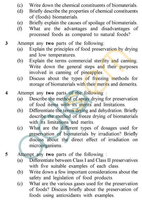 UPTU B.Tech Question Papers - BE-012 - Preservation of Biomaterials