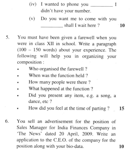 DU SOL B.A. Programme Question Paper - English C - Paper V