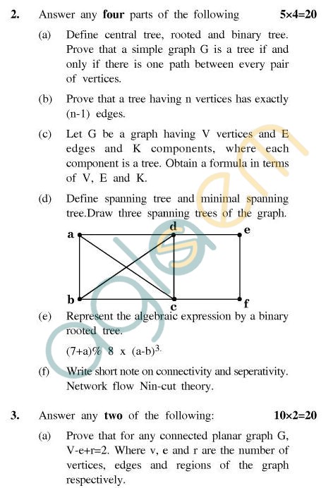 UPTU MCA Question Papers - MCA-124 - Combinatorics & Graph Theory